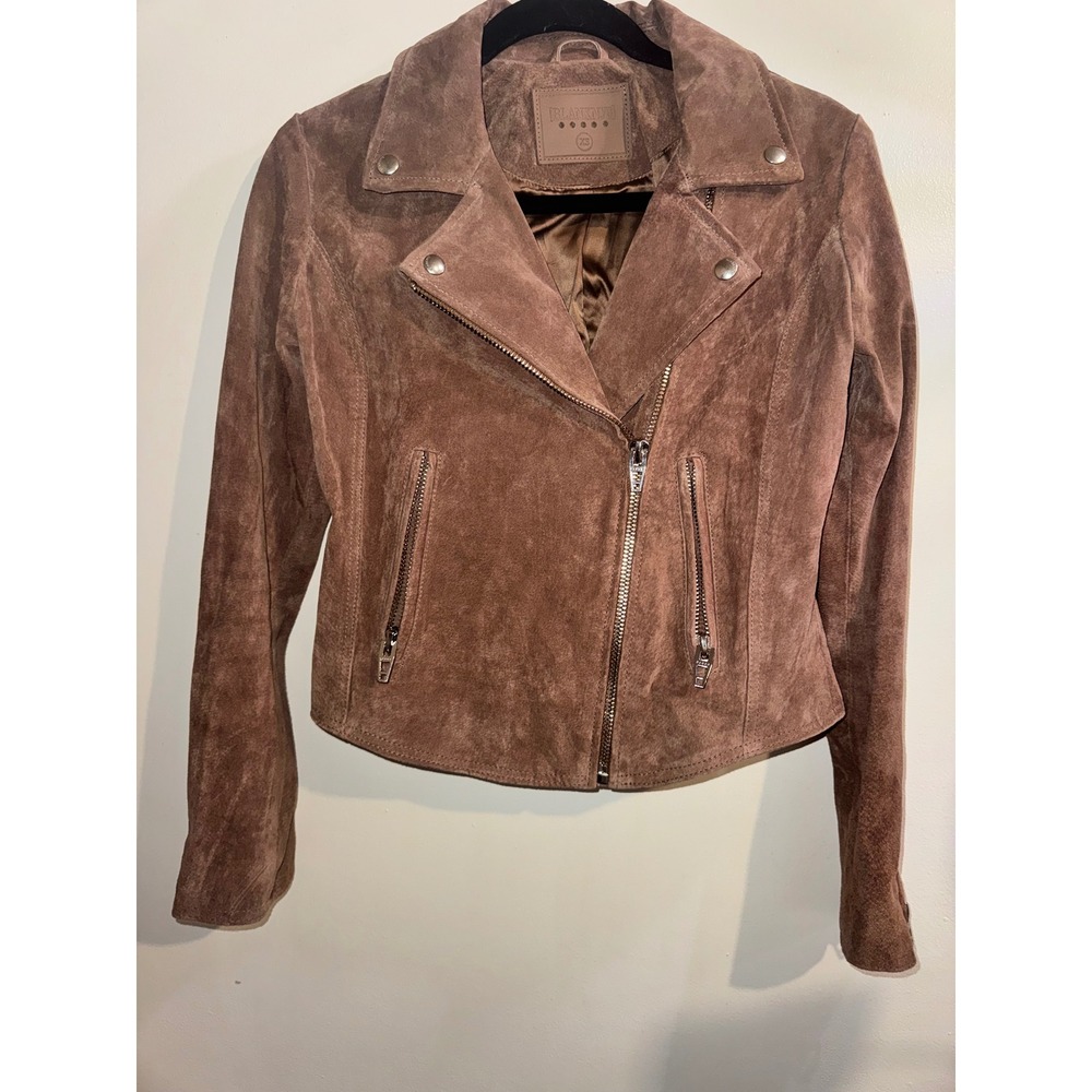 Blank NYC Brown Suede Moto Jacket Womens XS Asymmetrical Zip Leather